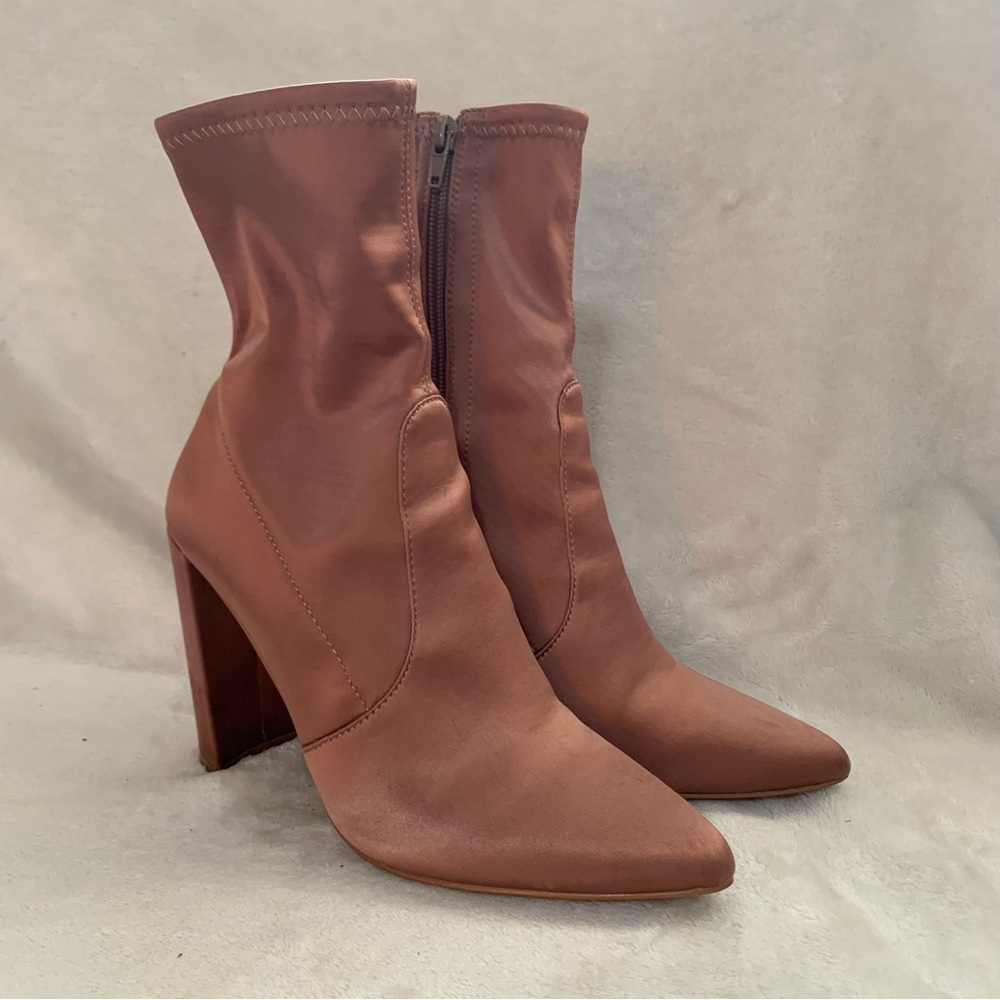 Rose gold heeled boots